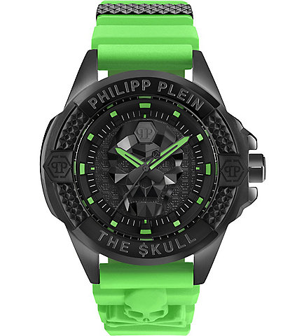 Philipp Plein Men's The Kull Analog Green Silicone Strap Watch