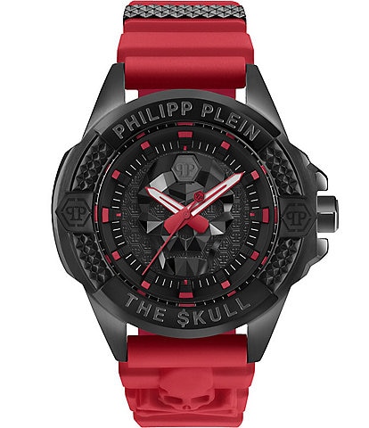 Philipp Plein Men's The Kull Analog Red Silicone Strap Watch