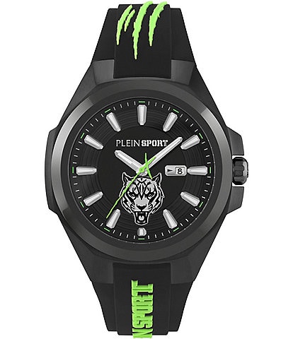 Philipp Plein Men's Tigermaster Analog Black Silicone Strap 47mm Watch