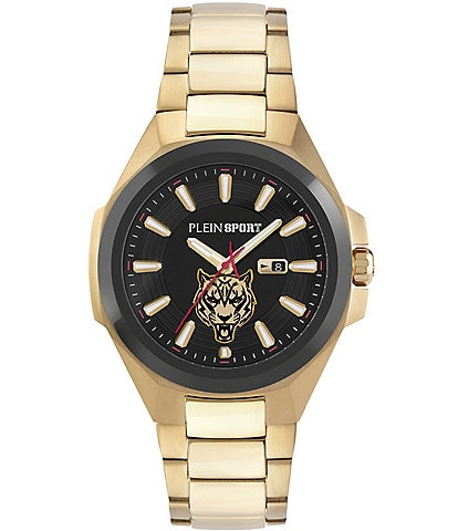 Philipp Plein Men's Tigermaster Analog Gold Tone Stainless Steel Bracelet 47mm Watch