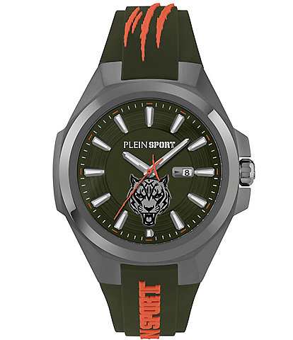 Philipp Plein Men's Tigermaster Analog Green Silicone Strap Watch