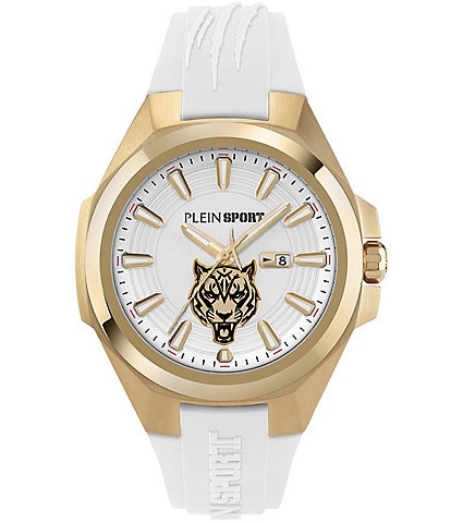 Philipp Plein Men's Tigermaster Analog White Silicone Strap 47mm Watch