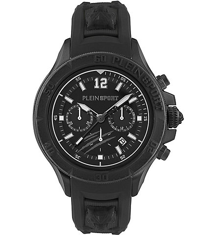 Philipp Plein Men's Warrior Tech Chronograph Black Silicone Strap Watch