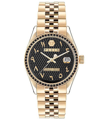 Philipp Plein Women's Date Superlative Arabic Crystal Quartz Analog Gold Stainless Steel Bracelet Watch
