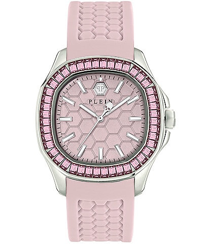 Philipp Plein Women's Spectre Crystal Quartz Analog Pink Silicone Strap Watch
