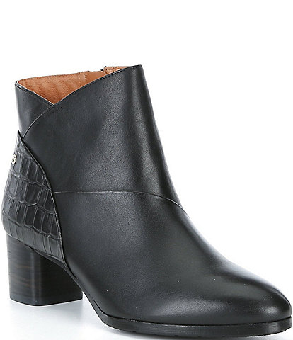 Pikolinos Calafat Leather Croco Embossed Leather Booties