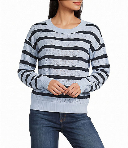 Pink Robin Striped Long Sleeve Sweater