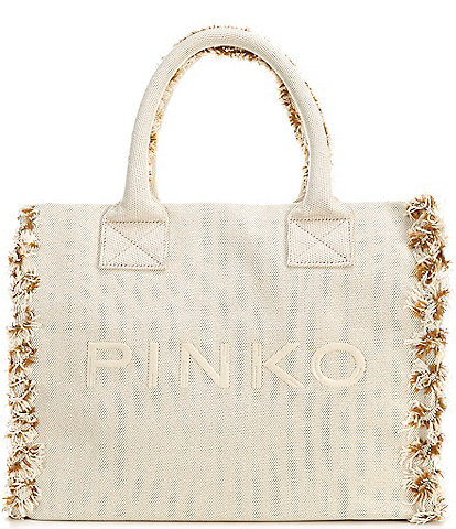 PINKO Logo Canvas Beach Tote Bag