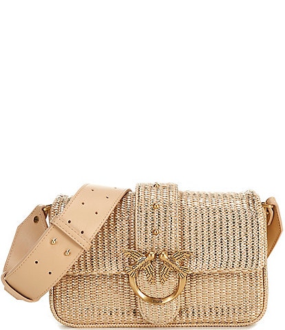 PINKO Love One Mini Straw Slouch Shoulder Bag