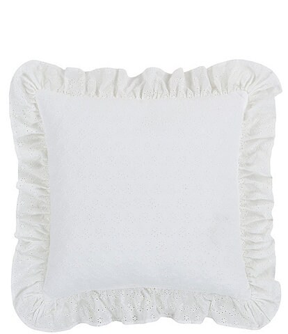 Piper & Wright Amalia Quilt Collection 16#double; Eyelet Lace Embellished Square Pillow
