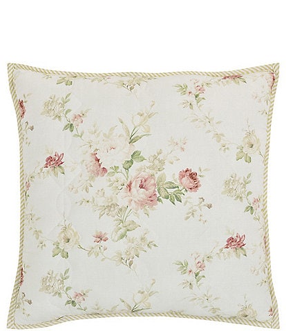 Piper & Wright Amalia Quilt Collection Rose Print Quilted Reversible Square Pillow
