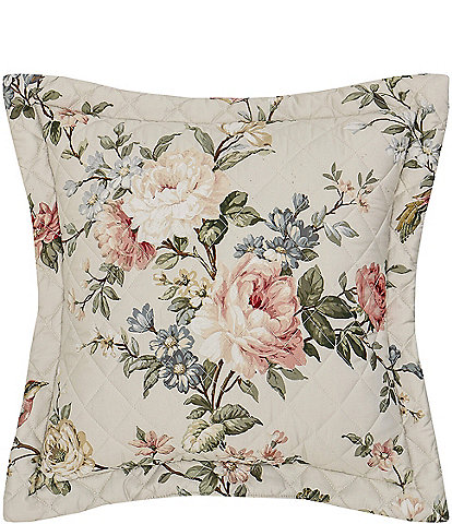 Piper & Wright Songbird 18#double; Floral Square Quilted Decorative Throw Pillow