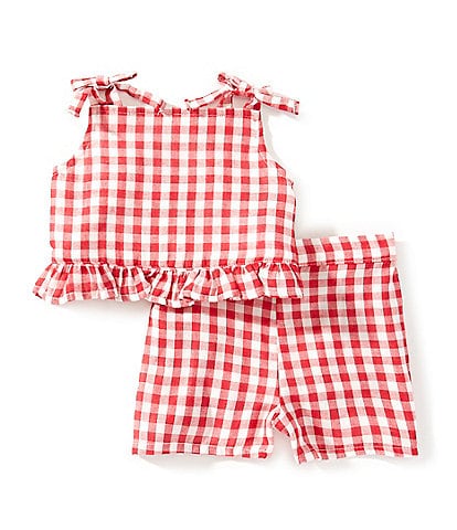 Pippa & Julie Baby Girls 12-24 Months Janice Sleevless Gingham-Printed Tank Top & Matching Shorts Set