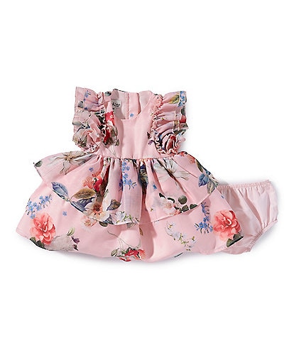 Pippa & Julie Baby Girls 12-24 Months Rylie Bright Ruffled Sleeve Floral Dress