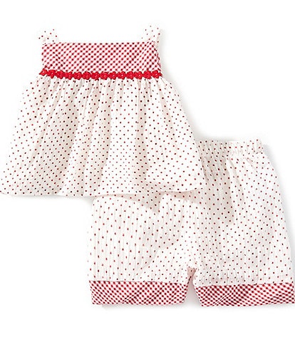 Pippa & Julie Baby Girls Saskia Polka-Dot/Gingham Tank Top & Matching Shorts Set