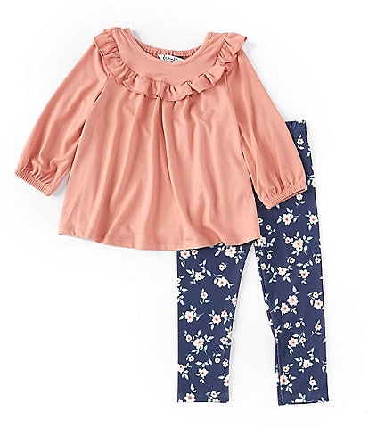 Pippa & Julie Baby Girls 3-24 Months Long-Sleeve Solid Tunic Top & Daisy-Printed Leggings 2-Piece Set
