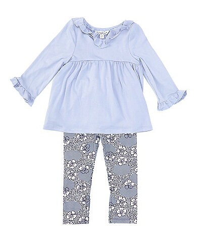 Pippa & Julie Baby Girls 3-24 Months Long-Sleeve Solid Tunic Top & Floral-Printed Leggings 2-Piece Set