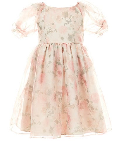 Pippa & Julie Little Girls Puffed-Sleeve Emilia Floral-Printed Fit-And-Flare Dress