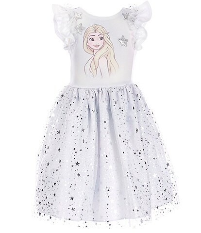Pippa & Julie x Disney Little Girls 2T-6 Flutter Sleeve Elsa Foil Star Printed Tutu Dress