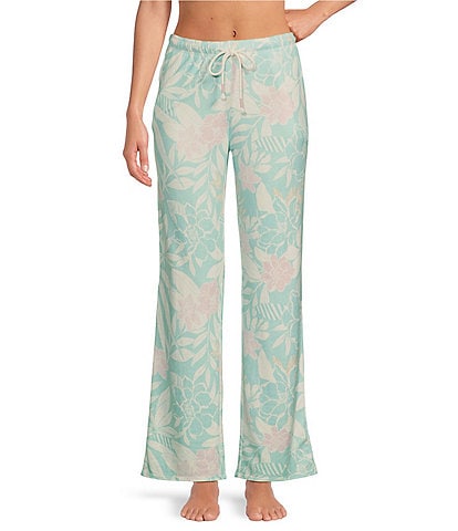 PJ Salvage Floral Peachy Knit Drawstring Tie Coordinating Sleep Pants