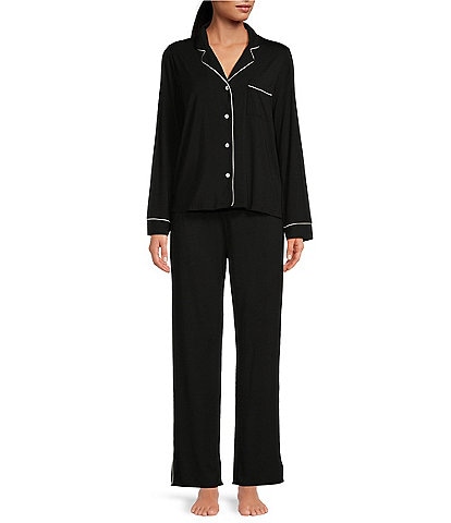 PJ Salvage Modal Basic Solid Notch Collar Pajama Set