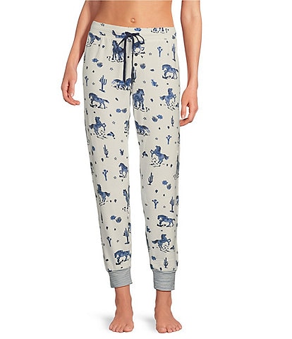 PJ Salvage Peachy Knit Coordinating Western Print Sleep Jogger