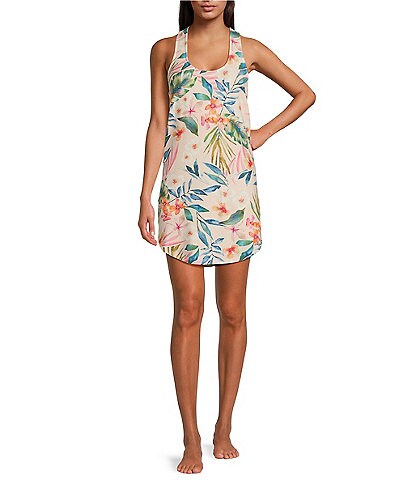 PJ Salvage Peachy Knit Tropical Print Sleeveless Scoop Neck Chemise