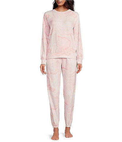 PJ Salvage x Barbie Long Sleeve Crew Neck Marbled Pajama Set