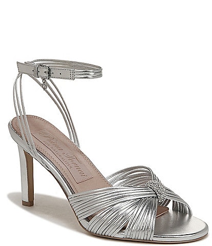Pnina Tornai for Naturalizer Cariad Embellished Metallic Leather Ankle Strap Dress Sandals