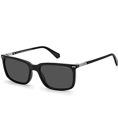Polaroid Men's PLD2117S 55mm Solid Black Rectangle Sunglasses