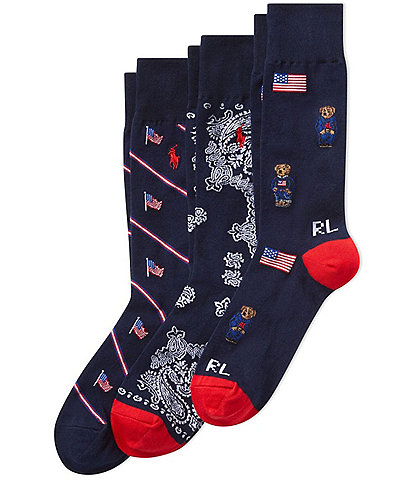 Polo Ralph Lauren Americana Crew Socks Gift Box 3-Pack
