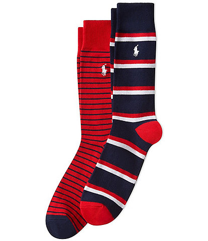 Polo Ralph Lauren Americana Stripe Crew Dress Socks 2-Pack