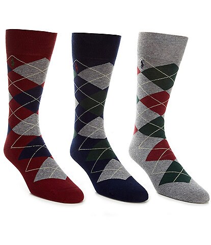 Polo Ralph Lauren Argyle Dress Socks Assorted 3-Pack