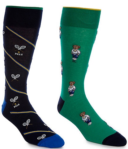 Polo Ralph Lauren Athletic Club Mini Bears Dress Socks 2-Pack