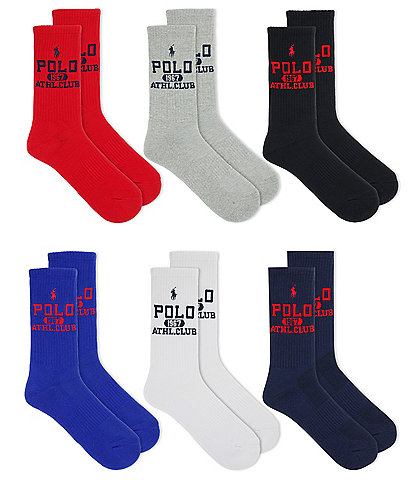 Polo Ralph Lauren Athletic Crew Socks 6-Pack