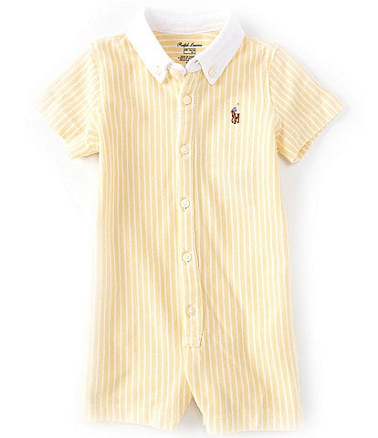 Ralph Lauren Baby Boys 3-24 Months Short Sleeve Vertical Stripe Knit Oxford Shortall