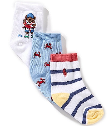 Polo Ralph Lauren Baby Boys 6-24 Months Crab Bear 3-Pack Socks