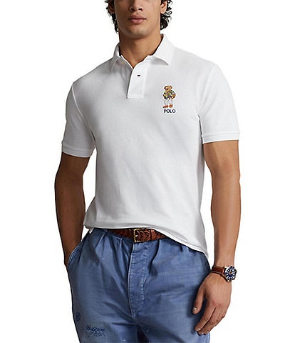 Polo Ralph Lauren Beach Bear Mesh Short Sleeve Ribbed Polo Shirt