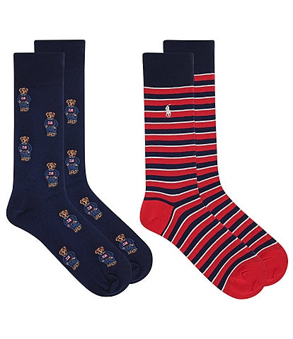 Polo Ralph Lauren Bear/Striped Socks 2-Pack