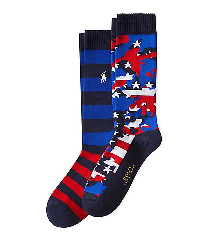 Polo Ralph Lauren Big & Tall Americana Camo Crew Socks 2-Pack