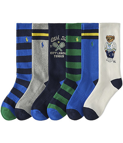 Polo Ralph Lauren Big & Tall Athletic Club Bear Crew Socks 6-Pack