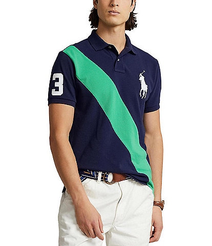 Polo Ralph Lauren Big & Tall Big Pony Mesh Diagonal Stripe Short Sleeve Polo Shirt