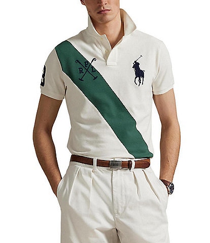 Polo Ralph Lauren Big & Tall Classic Fit Big Pony Diagonal Stripe Mesh Short Sleeve Polo Shirt