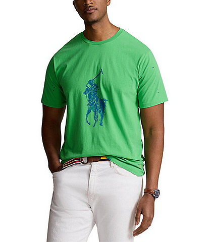 Polo Ralph Lauren Big & Tall Classic Fit Big Pony Jersey Paint Splatter Short Sleeve Crew Neck T-Shirt