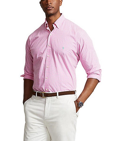 Polo Ralph Lauren Big & Tall Classic Fit Gingham Stretch Poplin Long Sleeve Woven Shirt