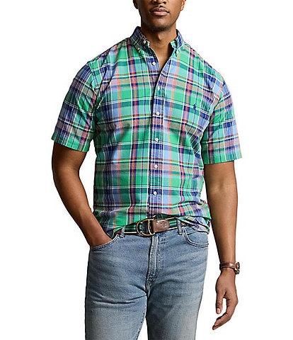 Polo Ralph Lauren Big & Tall Classic-Fit Medium Plaid Oxford Short Sleeve Woven Shirt
