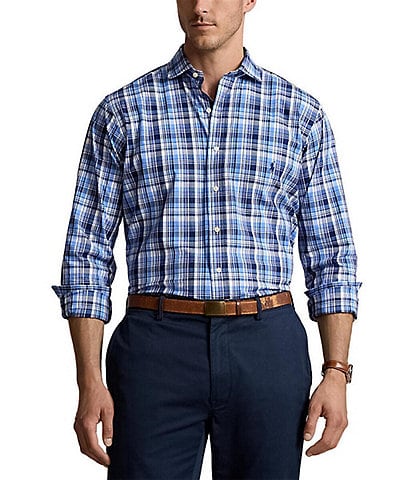 Polo Ralph Lauren Big & Tall Classic Fit Multi Plaid Stretch Poplin Long Sleeve Woven Shirt