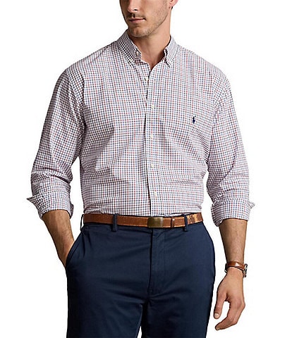 Polo Ralph Lauren Big & Tall Classic Fit Multicolor Plaid Stretch Poplin Long Sleeve Woven Shirt