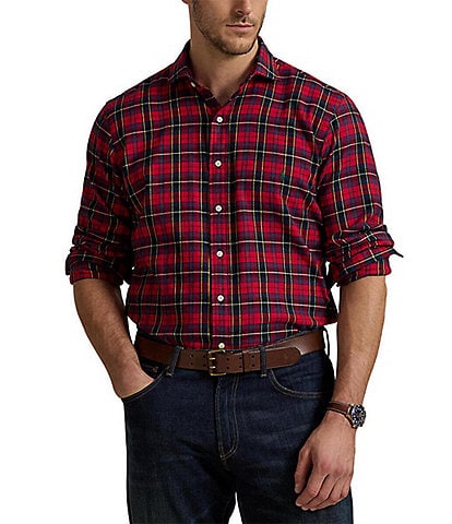 Polo Ralph Lauren Big & Tall Classic Fit Plaid Brushed Twill Long Sleeve Woven Shirt