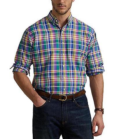 Polo Ralph Lauren Big & Tall Classic Fit Plaid Performance Stretch Oxford Long Sleeve Woven Shirt
